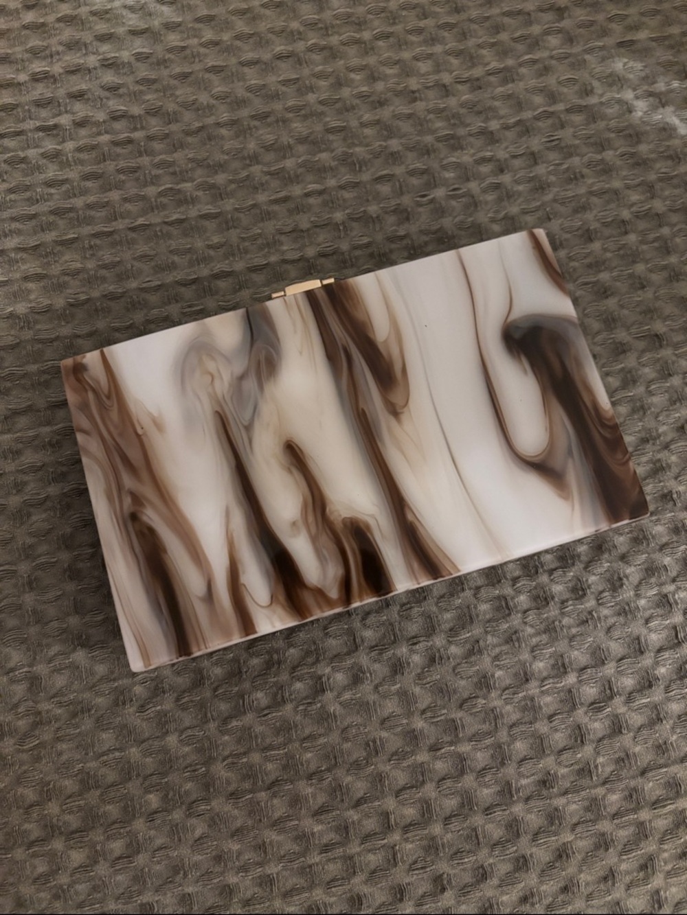 Marble Swirl Acrylic Clutch in Cream and Brown